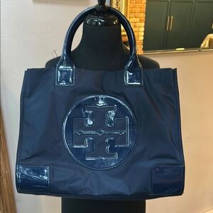 Tory Burch 💙 Blue Tote Bag with Logo Medallion (EUC)